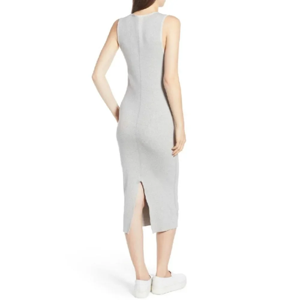 Standard James Perse Light Grey Binding Fitted Rib Dress Women's Size XL - Picture 4 of 10